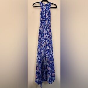 Abel the Label x Anthropologie Floral Halter Maxi Dress in Blue‎ and Pink - XS